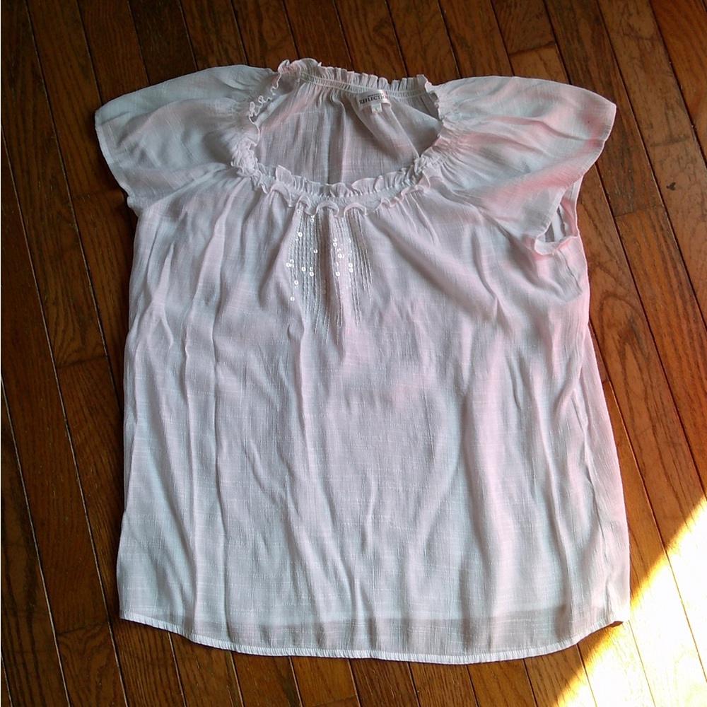White Sequinned Lettuce Necked Shirt
